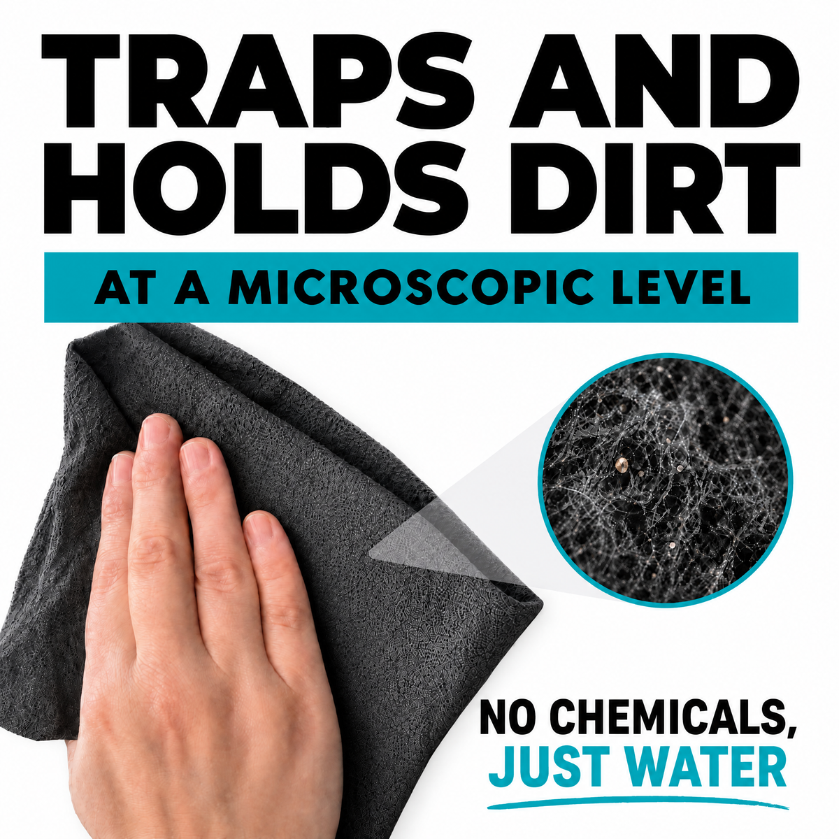 Domaya Magic Cloth traps dirt microscopic