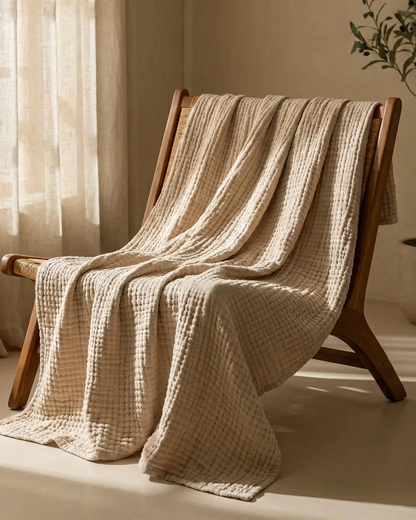Muslin blanket on a chair