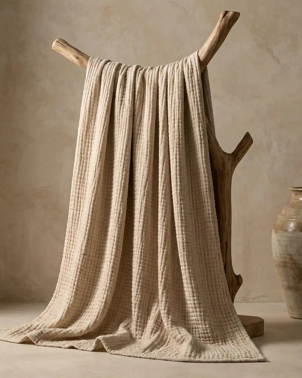 Muslin blanket draped
