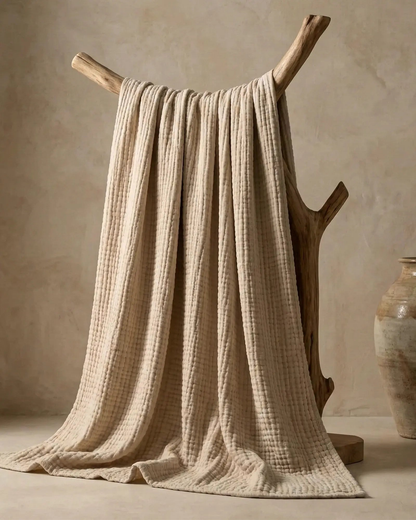Muslin blanket draped