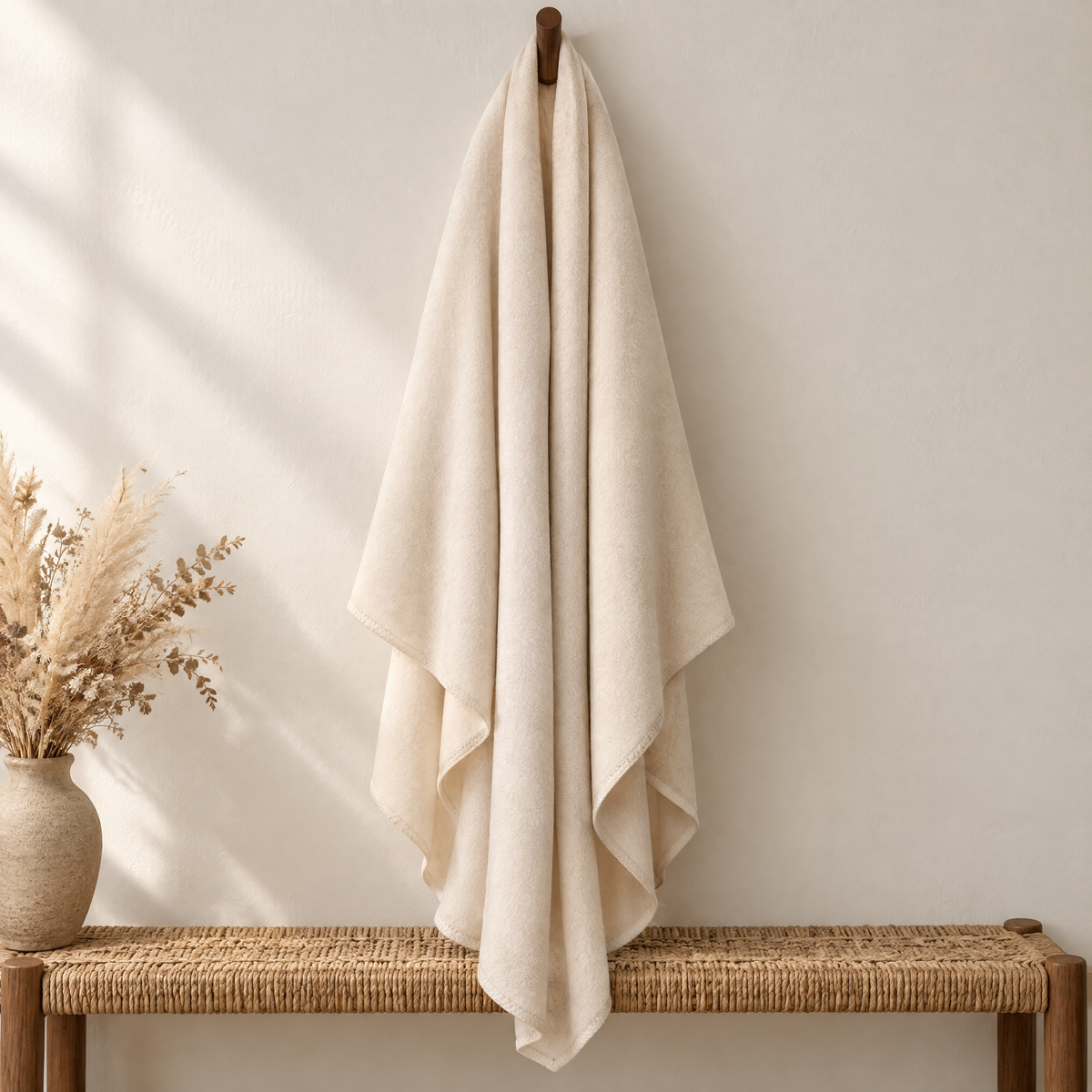 Fleece drape shawl on a peg
