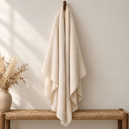Fleece drape shawl on a peg